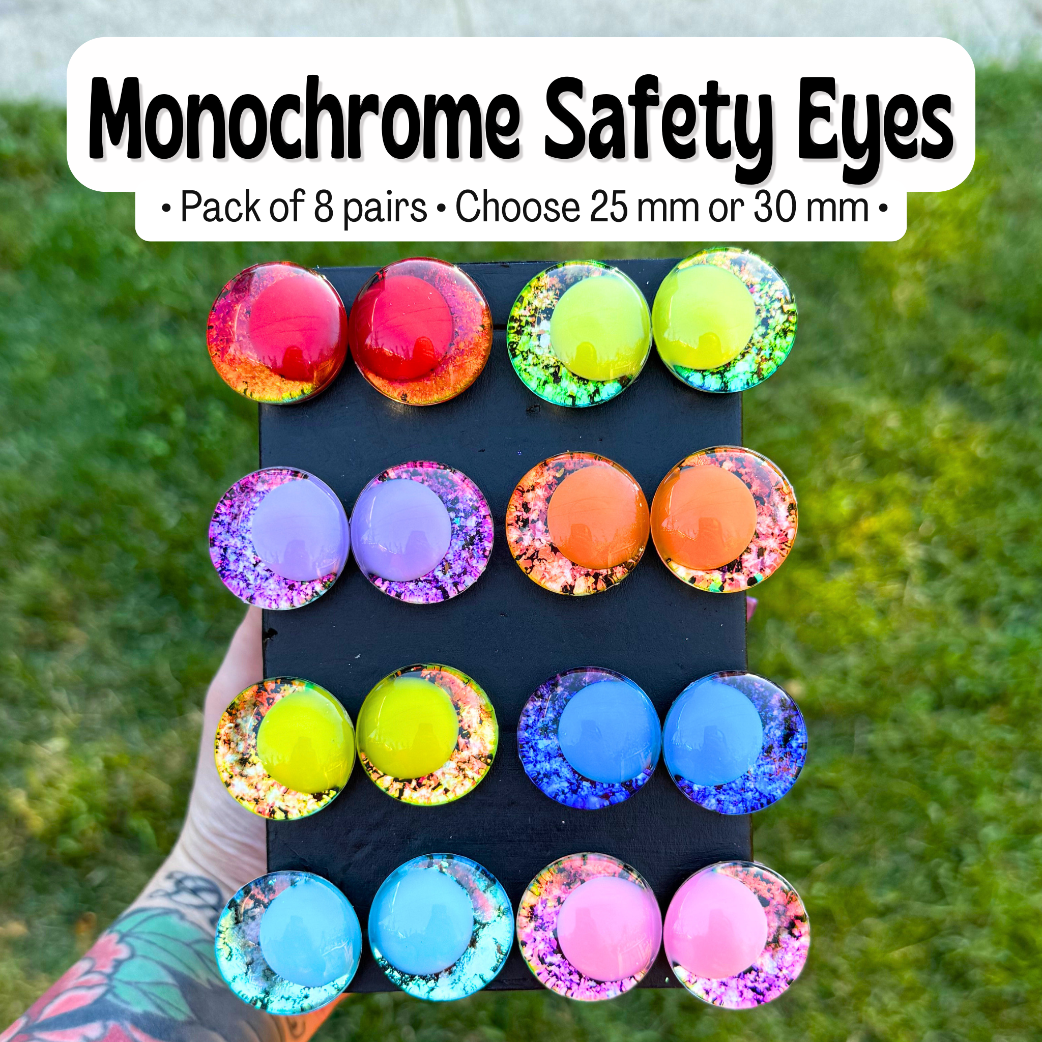 Monochrome Hand Painted Safety Eye Set (8 Pairs) – Moms Stitchetti