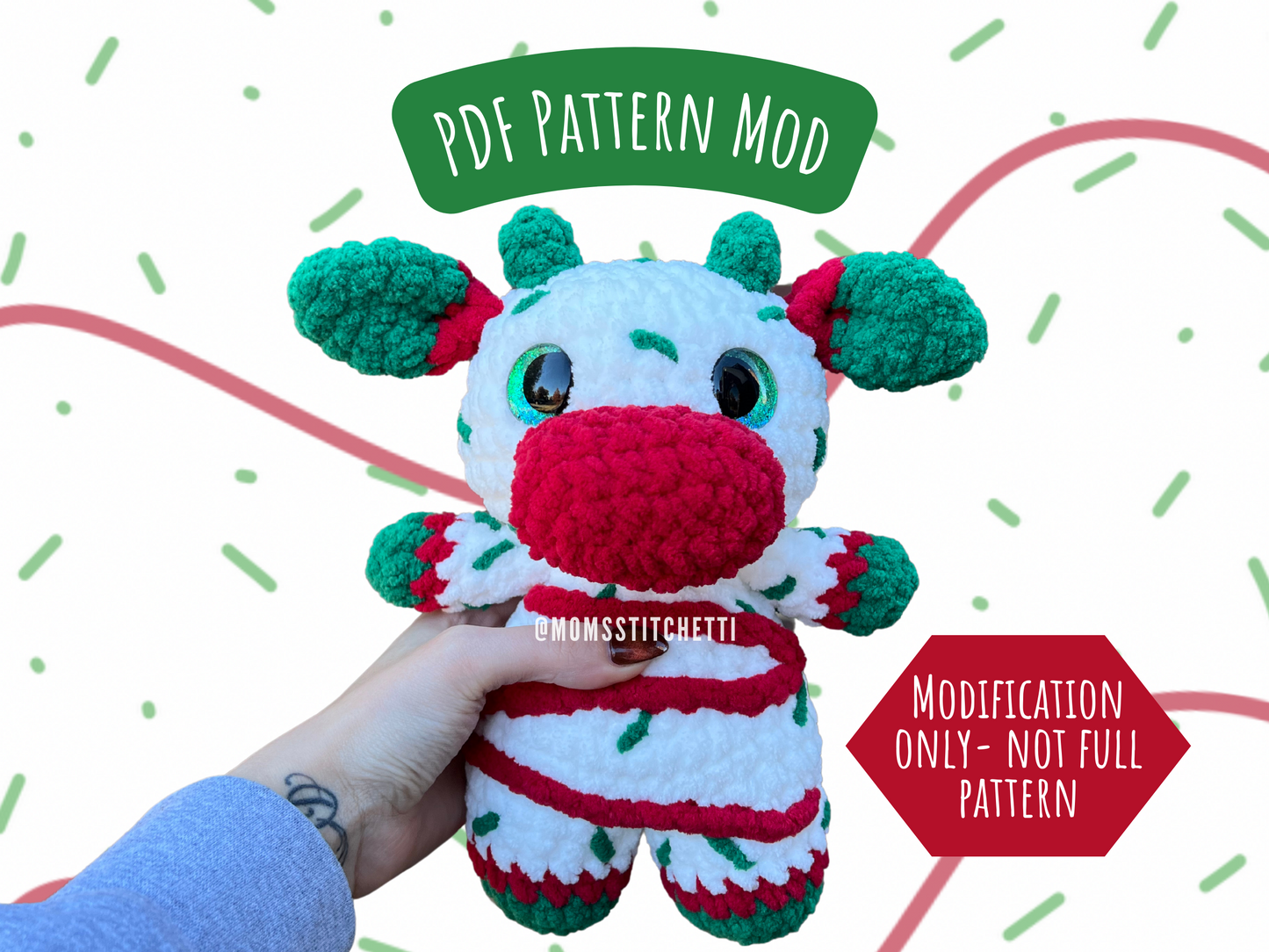 Christmas Tree Cake Cow Crochet Pattern Modification