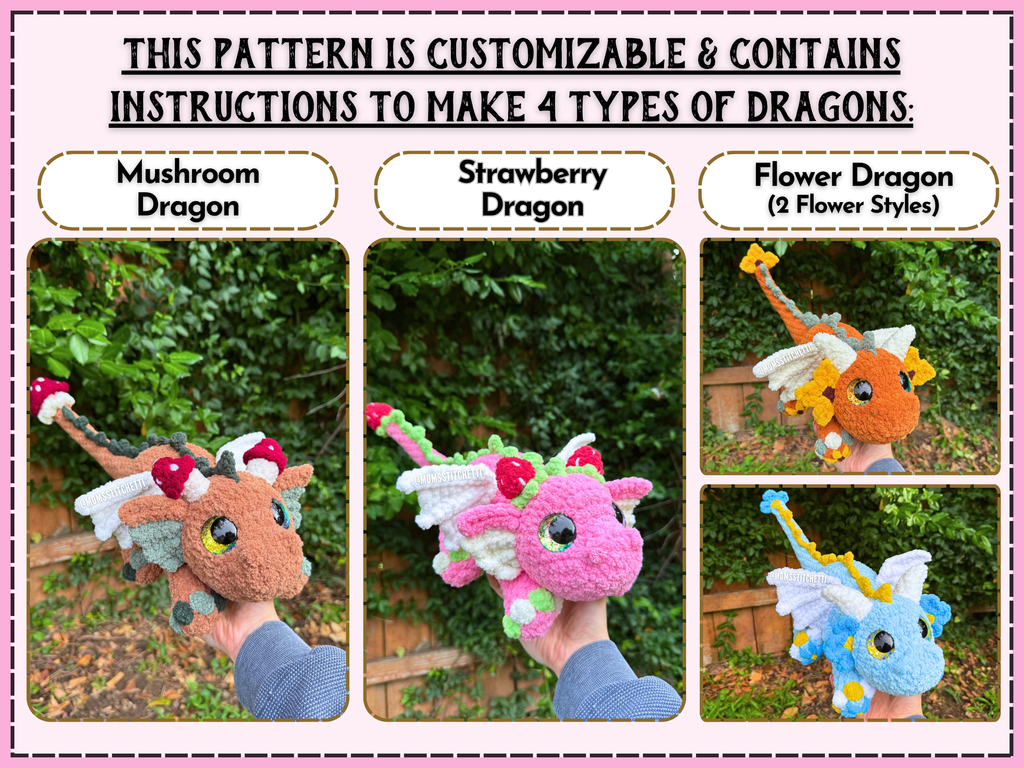 Garden Snuggle Dragon Crochet Pattern
