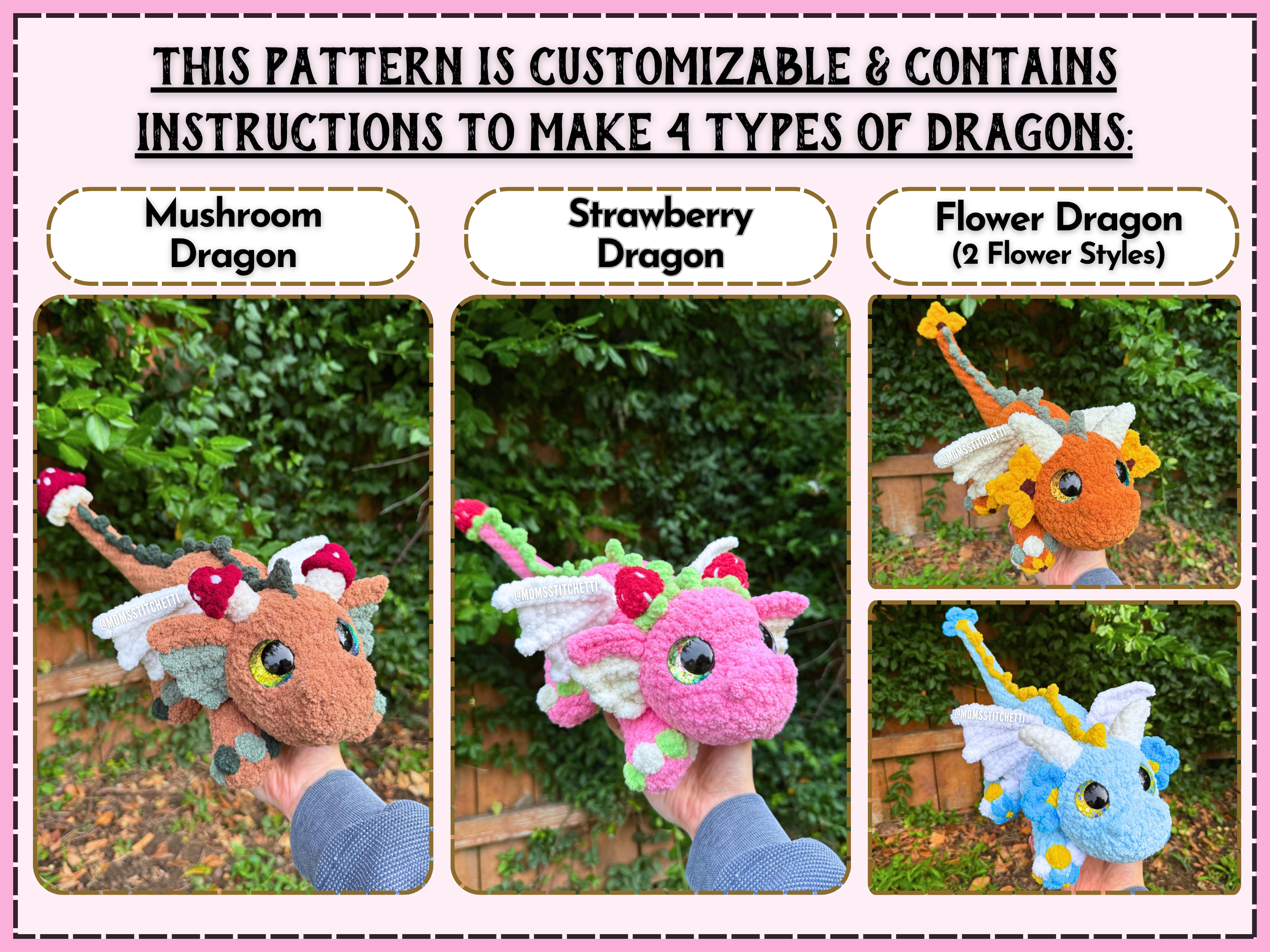 Garden Snuggle Dragon Crochet Pattern