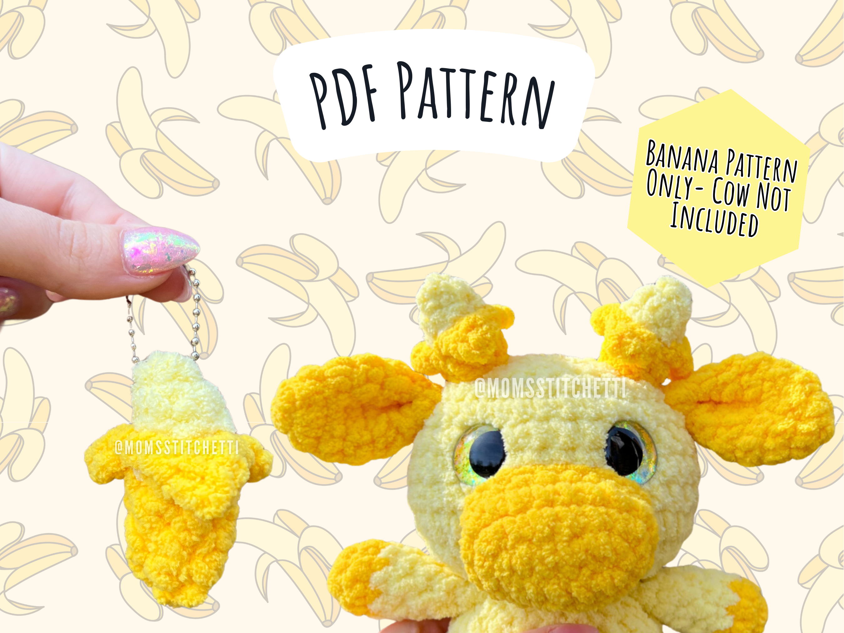 Banana Cow Mod + Keychain Crochet Pattern (No Sew)