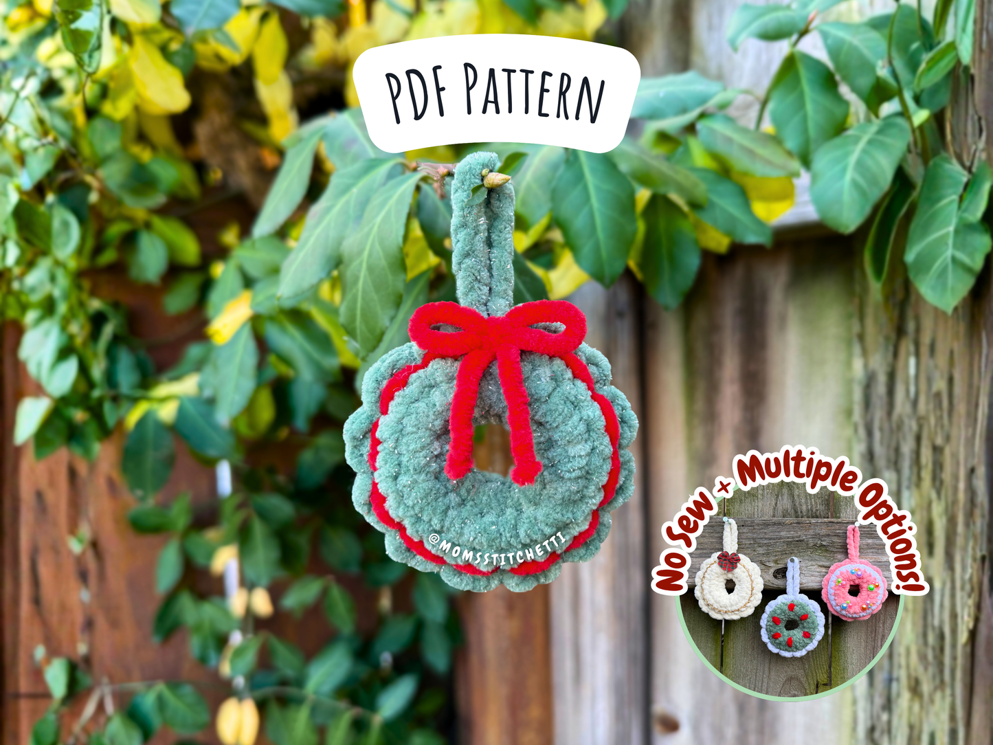 Wreath Ornament Crochet Pattern (No Sew)