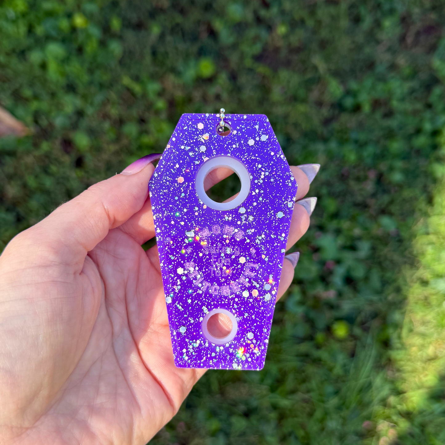 Purple Glitter Coffin Safety Eye Tool