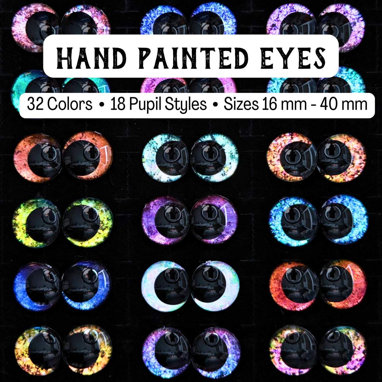 Hand Painted Safety Eyes (32 Colors to choose from)