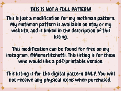 Rosy Maple Moth Crochet Pattern Modification