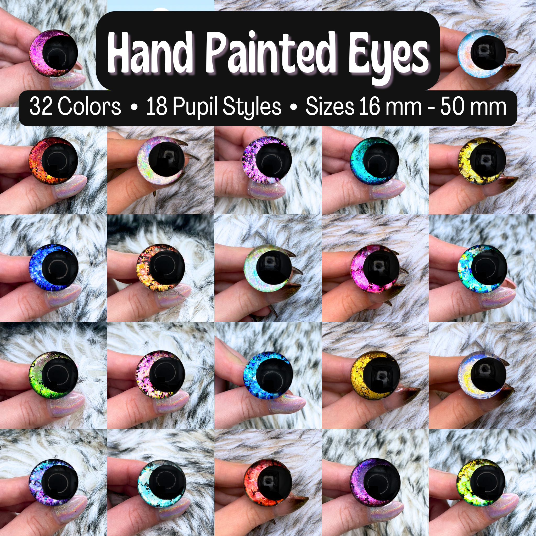 Hand Painted Safety Eyes (32 color options)
