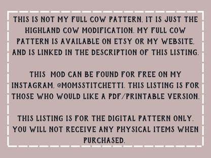 Highland Cow Crochet Pattern Modification
