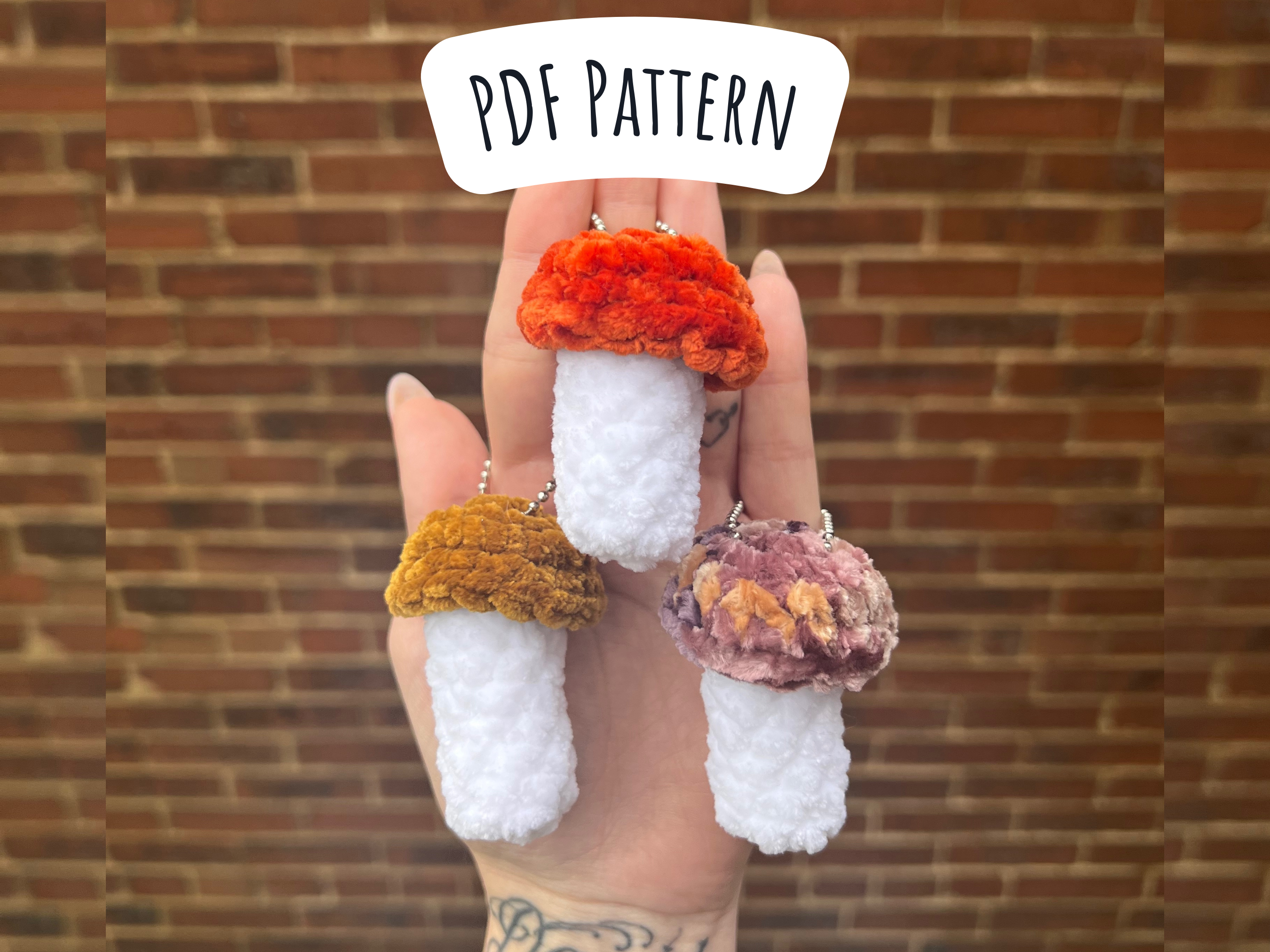 Mushroom Keychain Crochet Pattern (No Sew)