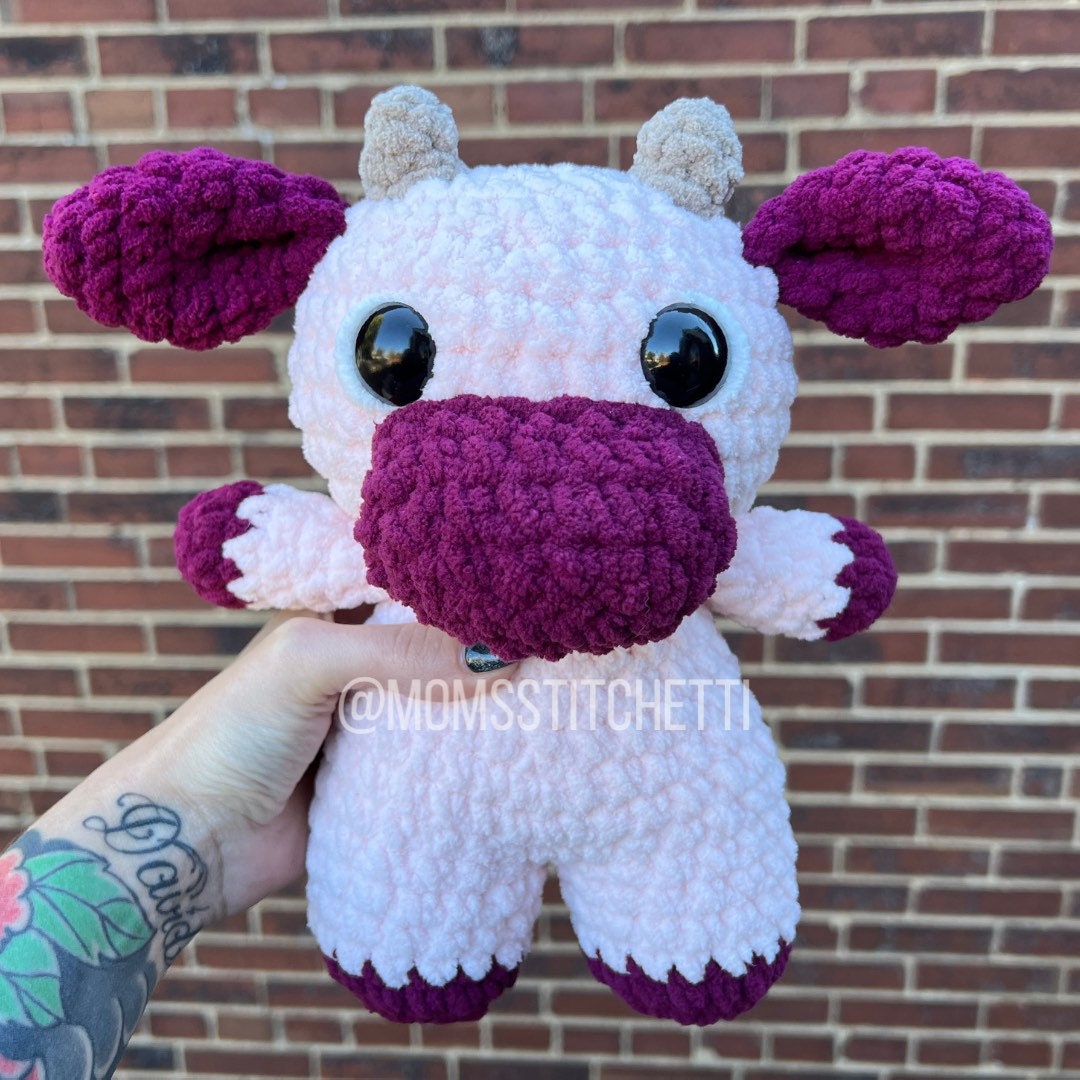 CUSTOM ORDER Giant Strawberry Cow Crochet Plushie 46 OFF custom-order-giant-strawberry-cow-crochet-plushie-46-off